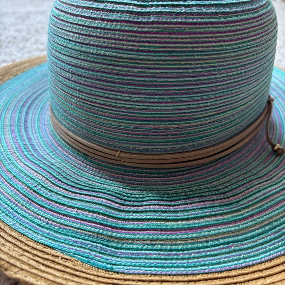 San Diego Hat Company Teal Womens Mixed Brim Sun Brim One Size Ribbon Woven Hat - Picture 7 of 13